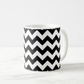 Schwarz-Weiß-Zigzag-Muster, Zickzack Muster Kaffeetasse (VorderseiteRechts)