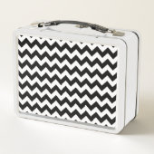 Schwarz-Weiß-Zigzag-Muster, Zickzack Muster Metall Brotdose (Rückseite)