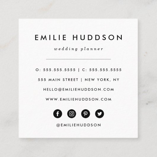 Schwarz-Weiß-Zigzag-Muster, Zickzack Muster Quadratische Visitenkarte (Rückseite)