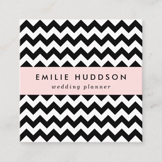 Schwarz-Weiß-Zigzag-Muster, Zickzack Muster Quadratische Visitenkarte (Vorderseite)