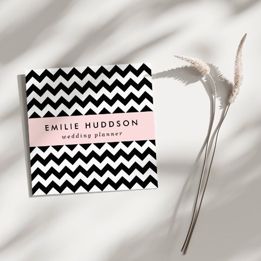 Schwarz-Weiß-Zigzag-Muster, Zickzack Muster Quadratische Visitenkarte