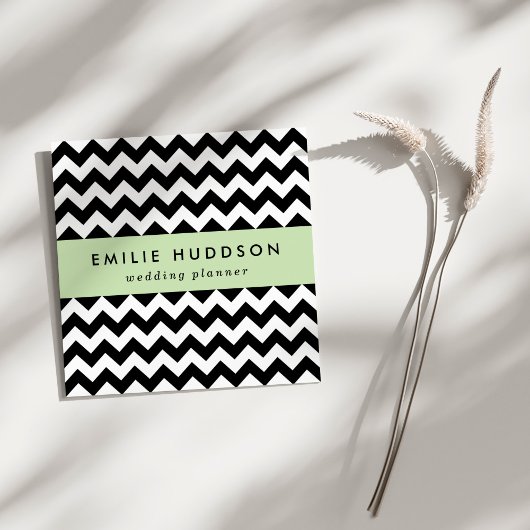 Schwarz-Weiß-Zigzag-Muster, Zickzack Muster Quadratische Visitenkarte