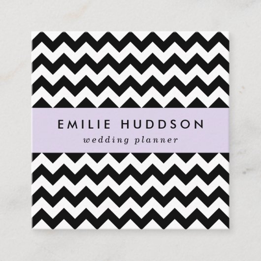 Schwarz-Weiß-Zigzag-Muster, Zickzack Muster Quadratische Visitenkarte (Vorderseite)