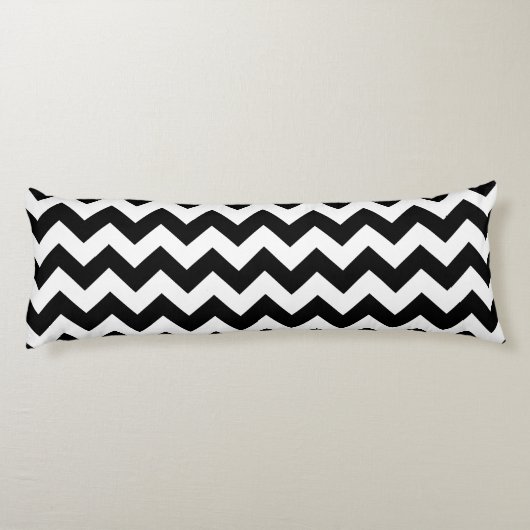 Schwarz-Weiß-Zigzag-Muster, Zickzack Muster Seitenschläferkissen (Rückseite)