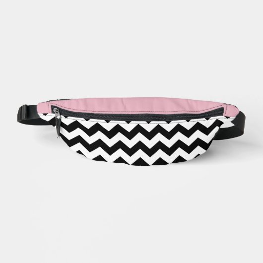 Schwarz-Weiß-Zigzag-Muster, Zickzack, rosa Bauchtasche (Vorderseite)