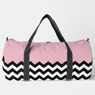 Schwarz-Weiß-Zigzag-Muster, Zickzack, rosa Duffle Bag