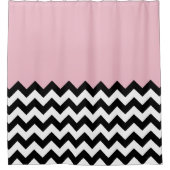 Schwarz-Weiß-Zigzag-Muster, Zickzack, rosa Duschvorhang (Vorderseite)