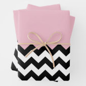 Schwarz-Weiß-Zigzag-Muster, Zickzack, rosa Geschenkpapier Set (Beispiel)