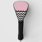 Schwarz-Weiß-Zigzag-Muster, Zickzack, rosa Golf Headcover (Vorderseite)