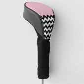 Schwarz-Weiß-Zigzag-Muster, Zickzack, rosa Golf Headcover (angewinkelt)