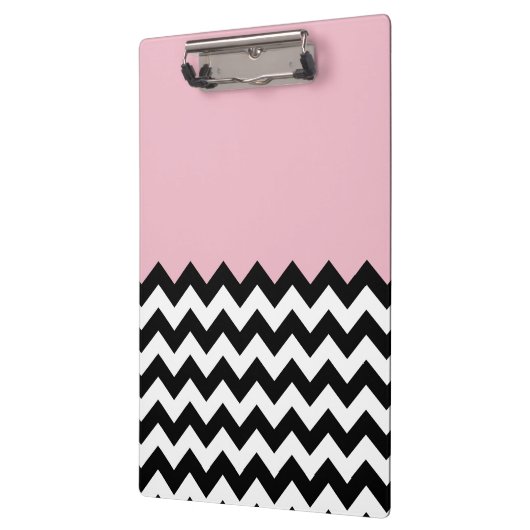 Schwarz-Weiß-Zigzag-Muster, Zickzack, rosa Klemmbrett (Links)