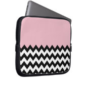 Schwarz-Weiß-Zigzag-Muster, Zickzack, rosa Laptopschutzhülle (Vorne Rechts)