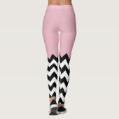 Schwarz-Weiß-Zigzag-Muster, Zickzack, rosa Leggings (Rückseite)