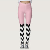 Schwarz-Weiß-Zigzag-Muster, Zickzack, rosa Leggings (Vorderseite)