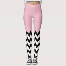 Schwarz-Weiß-Zigzag-Muster, Zickzack, rosa Leggings