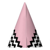 Schwarz-Weiß-Zigzag-Muster, Zickzack, rosa Partyhütchen (Rückseite)