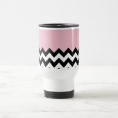 Schwarz-Weiß-Zigzag-Muster, Zickzack, rosa Reisebecher (Mittel)