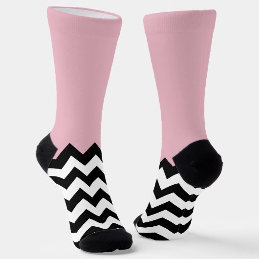 Schwarz-Weiß-Zigzag-Muster, Zickzack, rosa Socken (Gewinkelt)