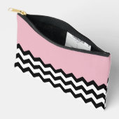 Schwarz-Weiß-Zigzag-Muster, Zickzack, rosa Zubehörtasche (Offen)