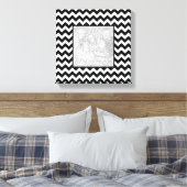 Schwarz-Weiß-Zigzag-Platz-Foto Leinwanddruck (Insitu (Schlafzimmer))