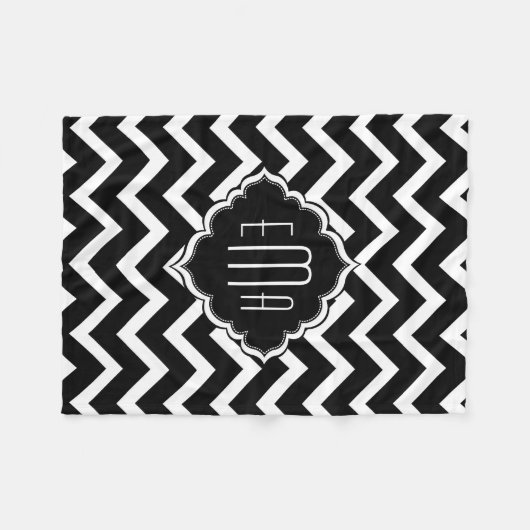 Schwarz-Weiß-Zigzag Zickzack Fleecedecke (Vorderseite (Horizontal))