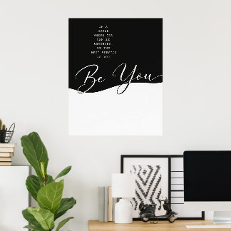 Schwarz-Weiß-Zitatposter – Minimalistische Wanddek Poster