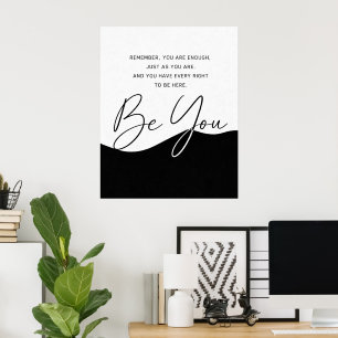 Schwarz-Weiß-Zitatposter Minimalistisches Selbstwe Poster