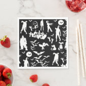 Schwarz-Weiß-Zombie-Collage Halloween Serviette (Beispiel)