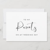 Schwarz & Weiß Zu meinen Eltern auf meiner Hochzei Einladung (Vorderseite)