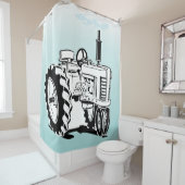 Schwarz-Weiß-Zuchttracker auf blau Duschvorhang (Beispiel)