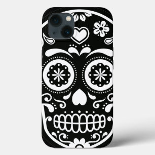 Schwarz-Weiß-Zucker-Schädelherz Case-Mate iPhone Hülle