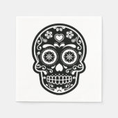 Schwarz-Weiß-Zucker-Schädelherz Serviette (Vorderseite)