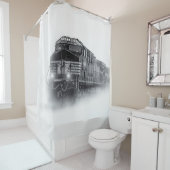Schwarz-Weiß-Zugtrassen Duschvorhang (Beispiel)