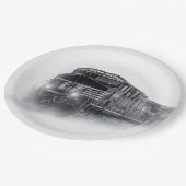 Schwarz-Weiß-Zugtrassen Pappteller (Schrägansicht)