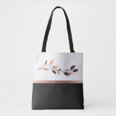Schwarz-Weiß Zwei-Töne mit Blatt-Design Tasche (Vorderseite)