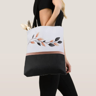 Schwarz-Weiß Zwei-Töne mit Blatt-Design Tasche