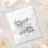 Schwarz/Weiß-Zweig und Blätter Hochzeit Geschenktütchen (Ausgeschnitten)