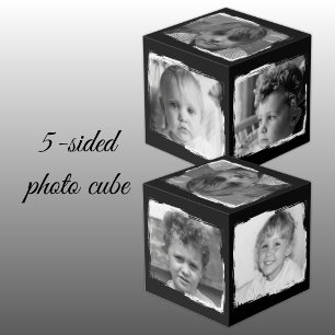 Schwarz-weiße 5-Familienbilder-Foto Würfel
