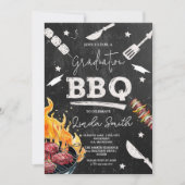 Schwarz-weiße Abschluss GRILLEN Einladung (Vorderseite)