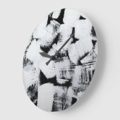 Schwarz-weiße, abstrakt gestrichene Leinwand. Große Wanduhr (Winkel)