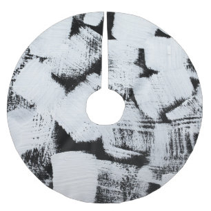 Schwarz-weiße, abstrakt gestrichene Leinwand. Polyester Weihnachtsbaumdecke