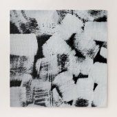 Schwarz-weiße, abstrakt gestrichene Leinwand. Puzzle (Horizontal)