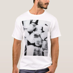 Schwarz-weiße, abstrakt gestrichene Leinwand. T-Shirt