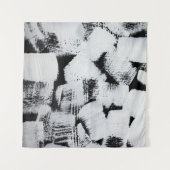 Schwarz-weiße, abstrakt gestrichene Leinwand. Wandteppich (Vorderseite (Horizontal))