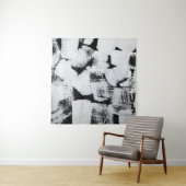 Schwarz-weiße, abstrakt gestrichene Leinwand. Wandteppich (Beispiel)