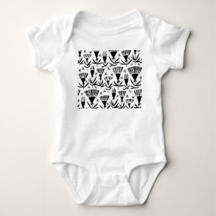 Schwarz-weiße Abstrakte Blume: Elegantes Muster Baby Strampler