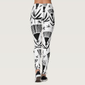 Schwarz-weiße Abstrakte Blume: Elegantes Muster Leggings (Rückseite)