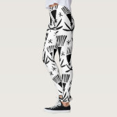 Schwarz-weiße Abstrakte Blume: Elegantes Muster Leggings (Links)