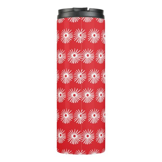 Schwarz-weiße, abstrakte Blumenstruktur. Thermosbecher (Rückseite)