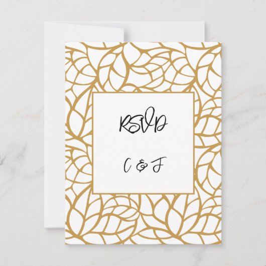Schwarz-weiße Abstrakte botanische RSVP-Karte Einladung (Vorderseite)